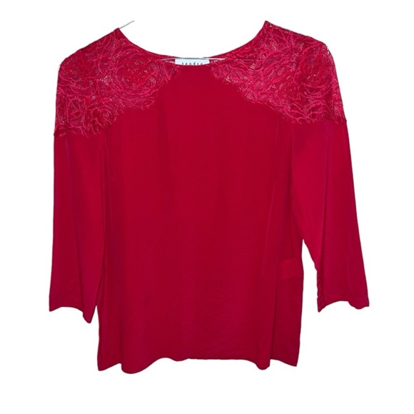 SANDRO Women’s Hot Pink 100% Silk Lace Blouse Top Size 2 - Picture 1 of 8